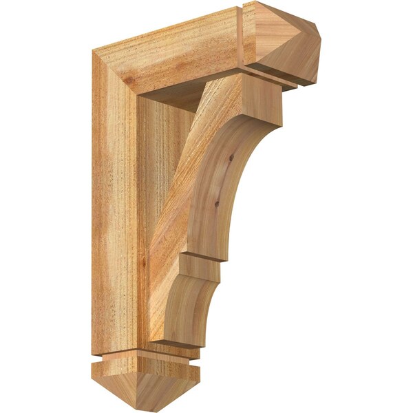 Ekena Millwork Balboa Arts and Crafts Rough Sawn Bracket w/ Offset Brace, Western Red Cedar, 6"W x 16"D x 24"H BKT0604X16X24BOA03RWR - main